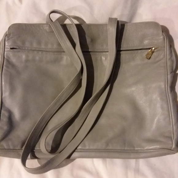 Italian Leather Handbag Light Grey Leather - Picture 2 of 5
